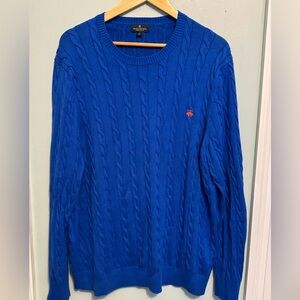Brooks Brothers Royal Blue Cable Knit Crewneck Sweater Sz XL